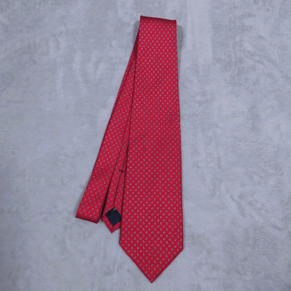 J. Press Tie Red Paisley Pattern 100% Silk Hand Sewn Made In USA